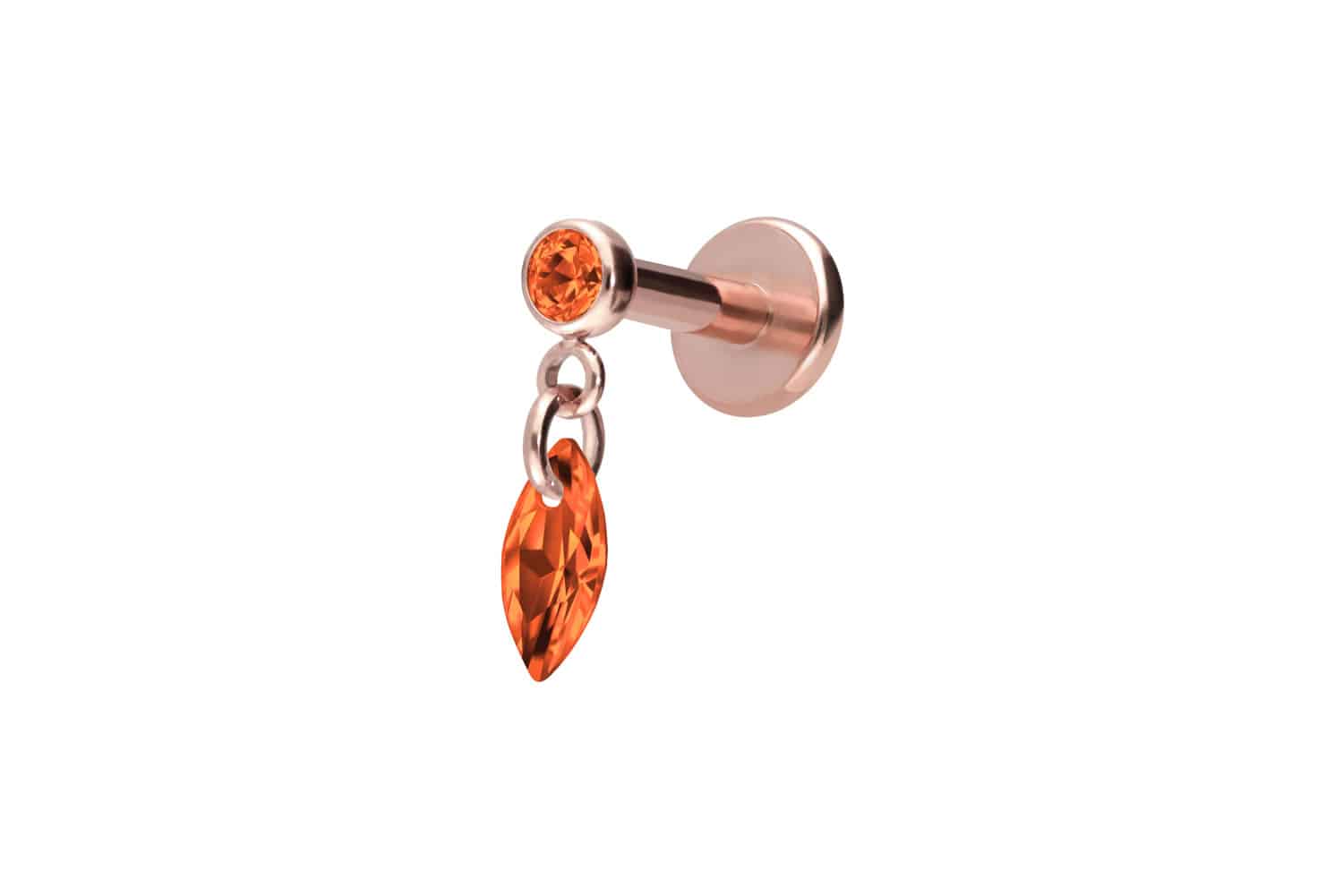 Titanium labret with internal thread CRYSTAL OVAL