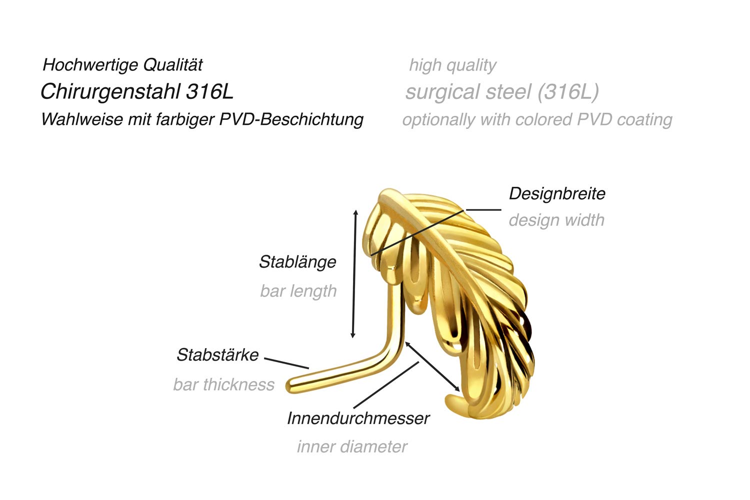 Chirurgenstahl Nasenstecker FEDER