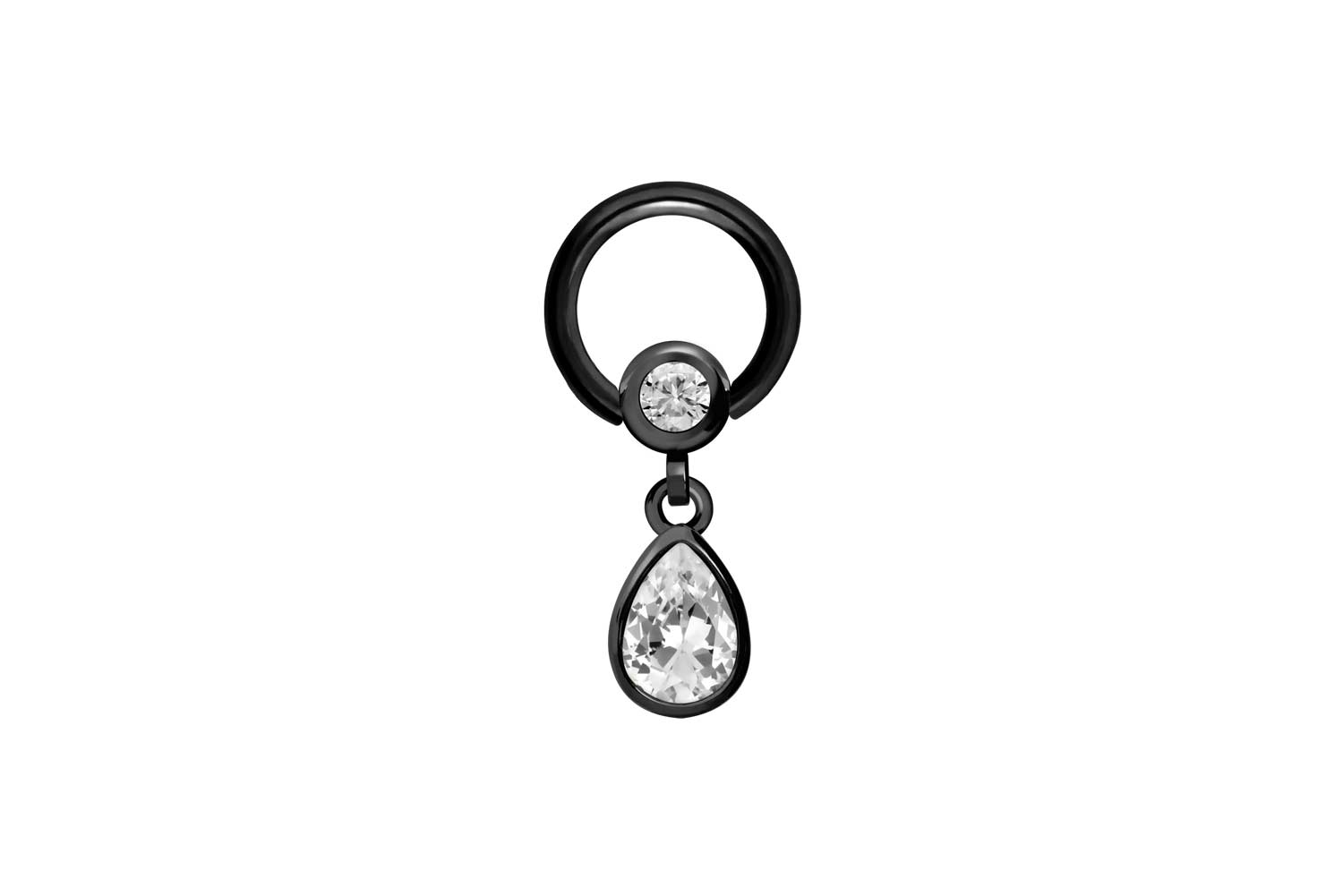 Surgical steel ball closure ring CRYSTAL DROP