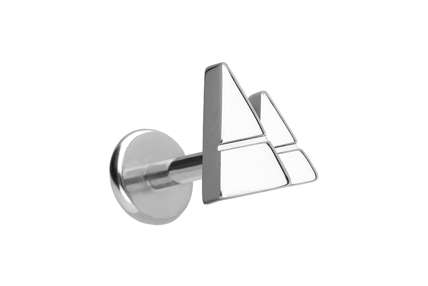 Titanium labret with push fit 2 PYRAMIDS