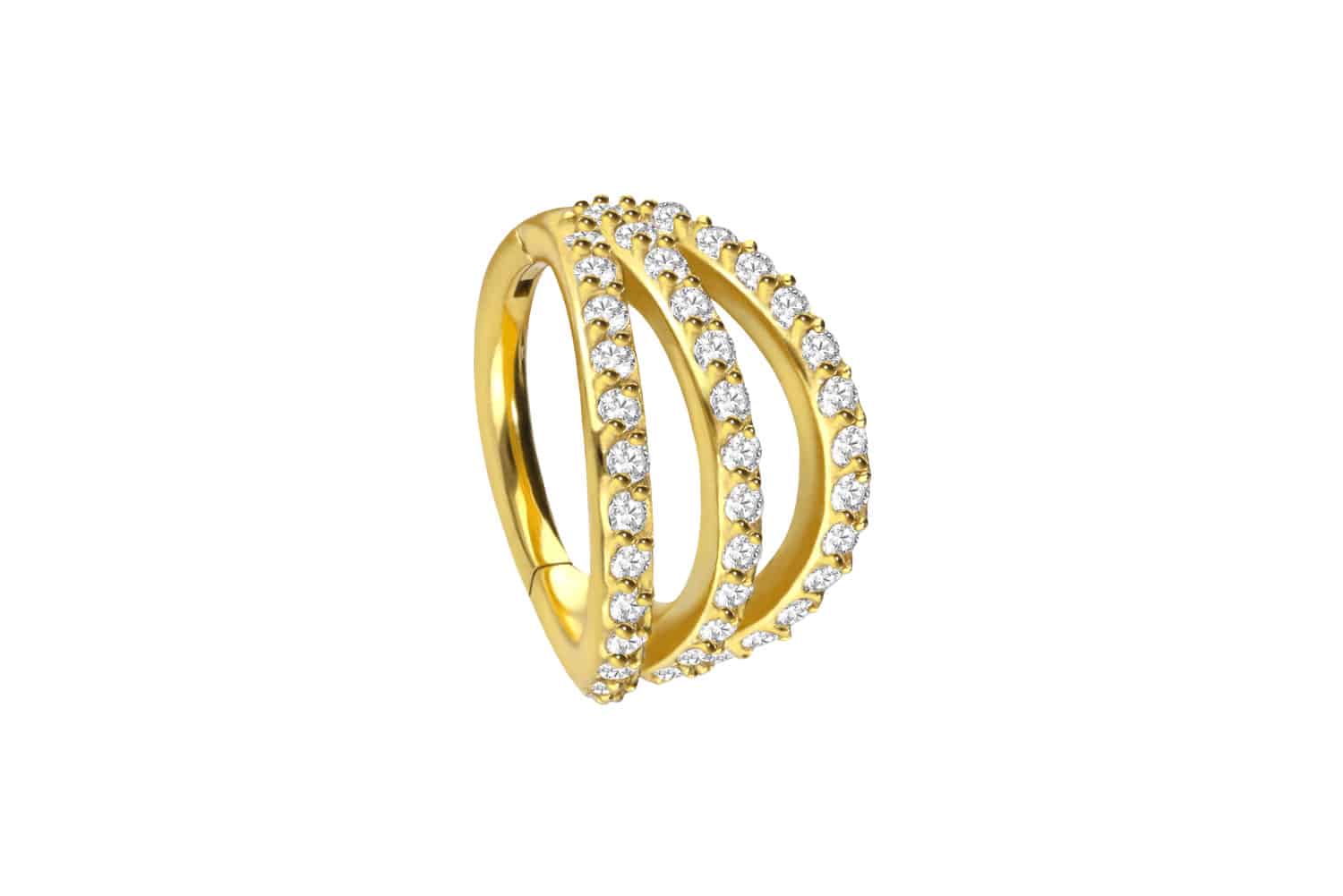 Surgical steel segment ring clicker 3 RINGS + SETTED CRYSTALS