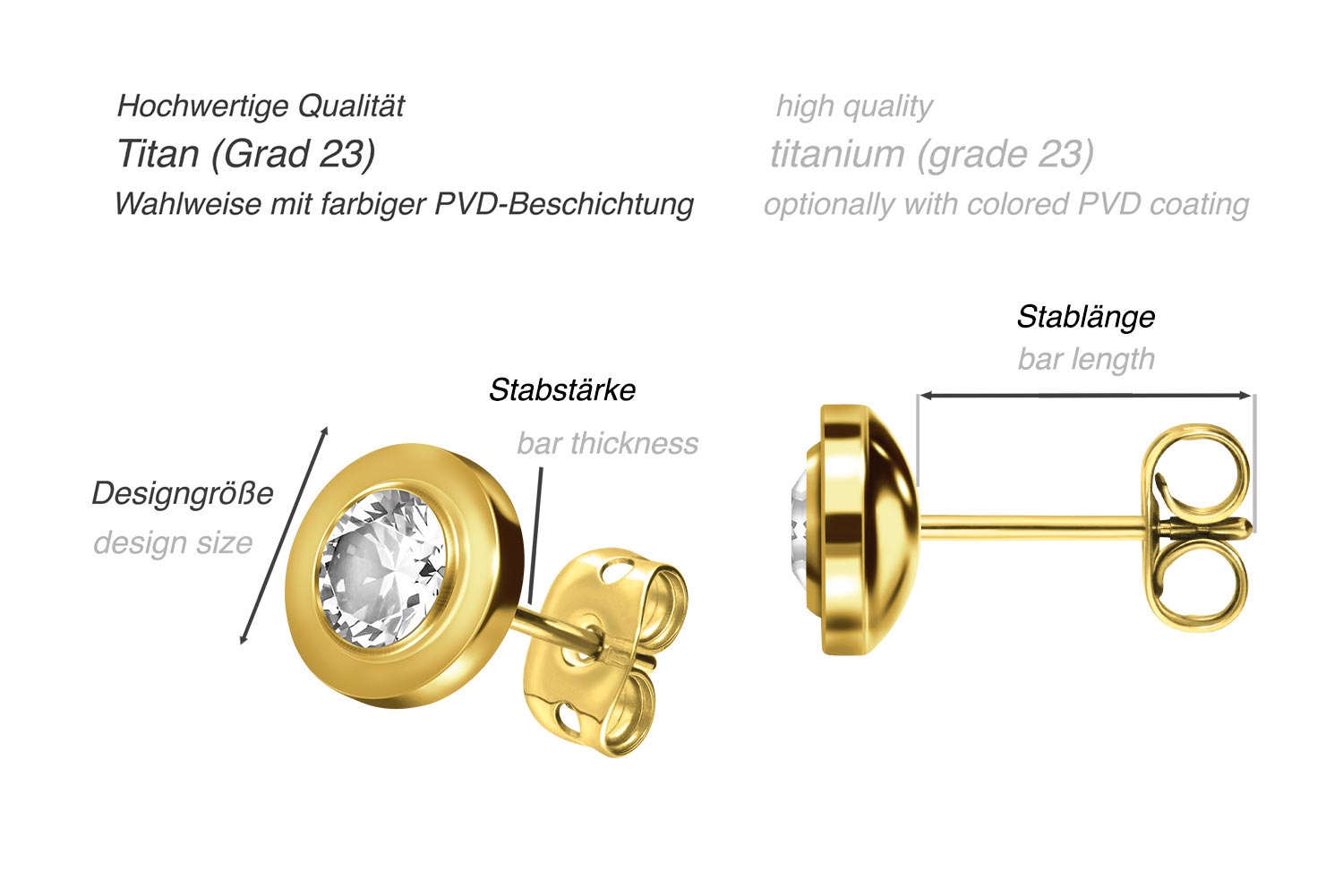 Titan Ohrstecker DISC + KRISTALL