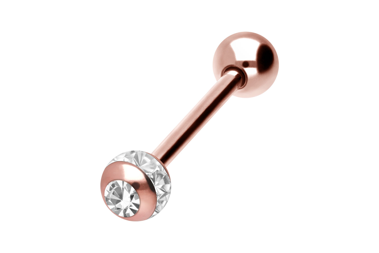 Surgical steel barbell EPOXY RING BALL + CRYSTAL + SURGICAL STEEL BALL