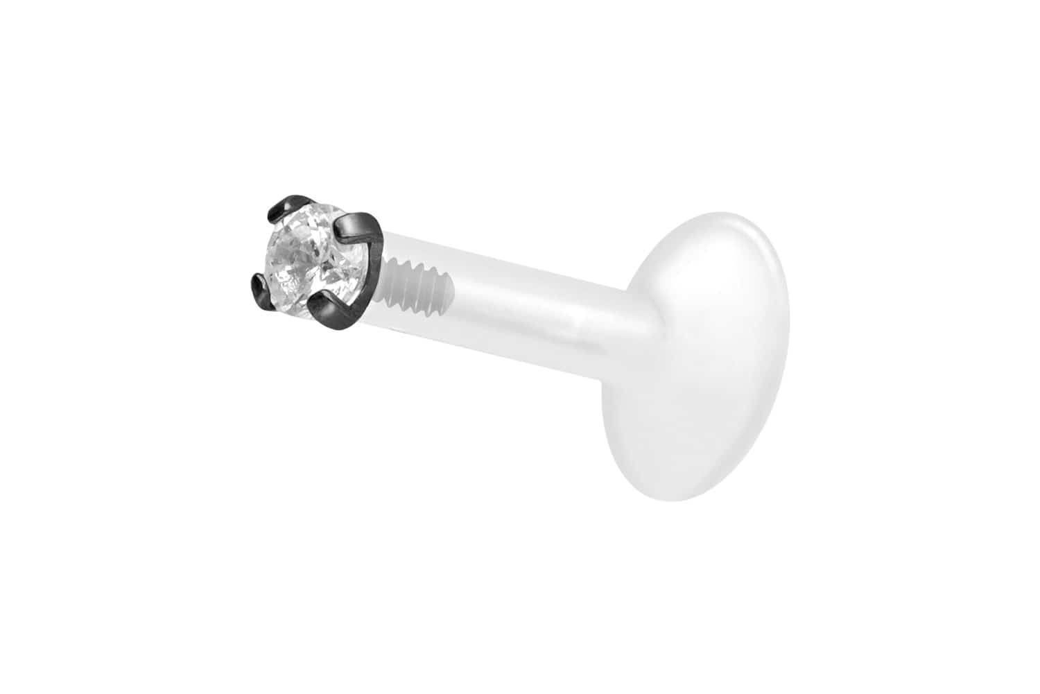 PTFE Labret mit Innengewinde + Titan-Aufsatz EINGEFASSTER KRISTALL