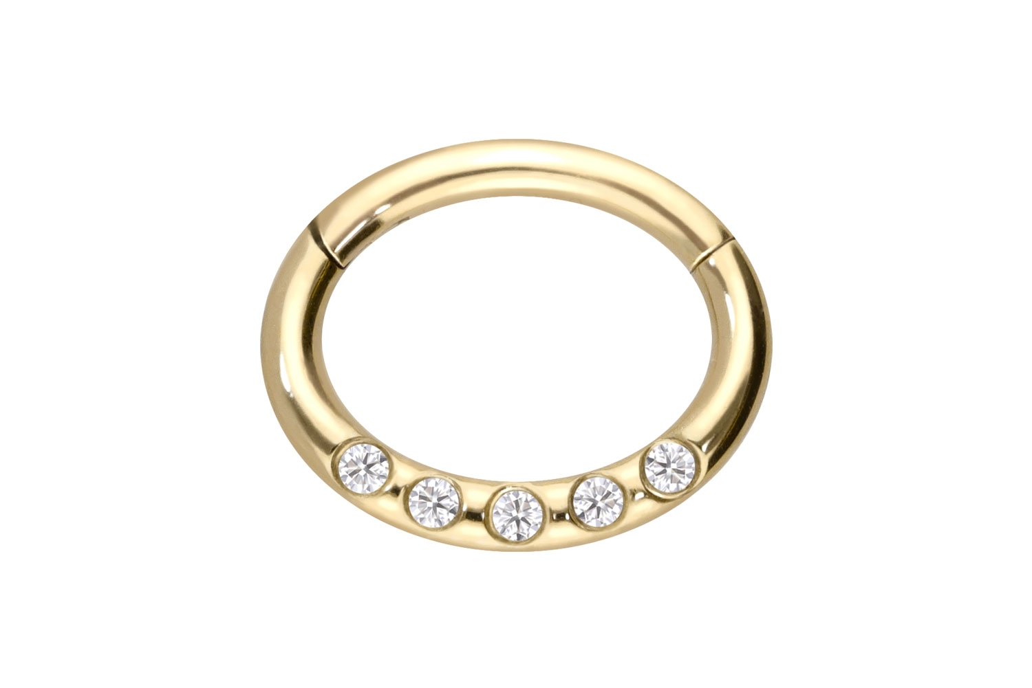 18 carat gold segment ring clicker OVAL + 5 MOISSANITES