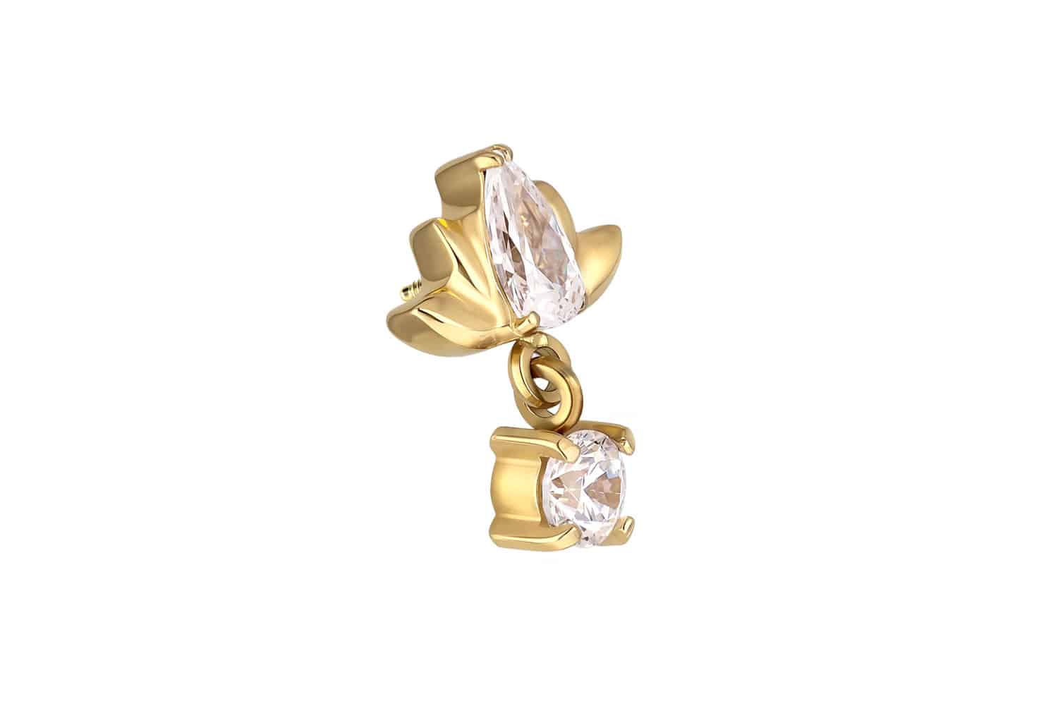 Titanium screw-in attachment with external thread LOTUS BLOSSOM + CRYSTAL
