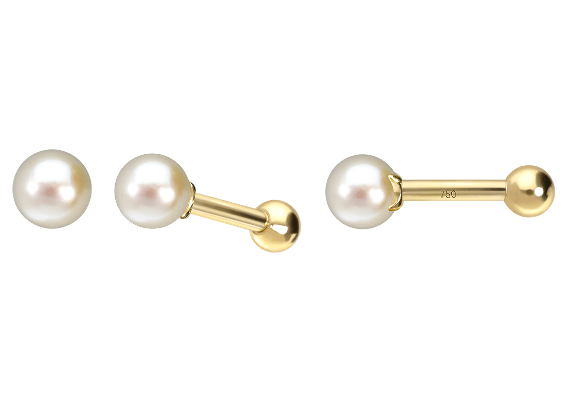 14/18 carat gold ear piercing GENUINE FRESHWATER PEARL