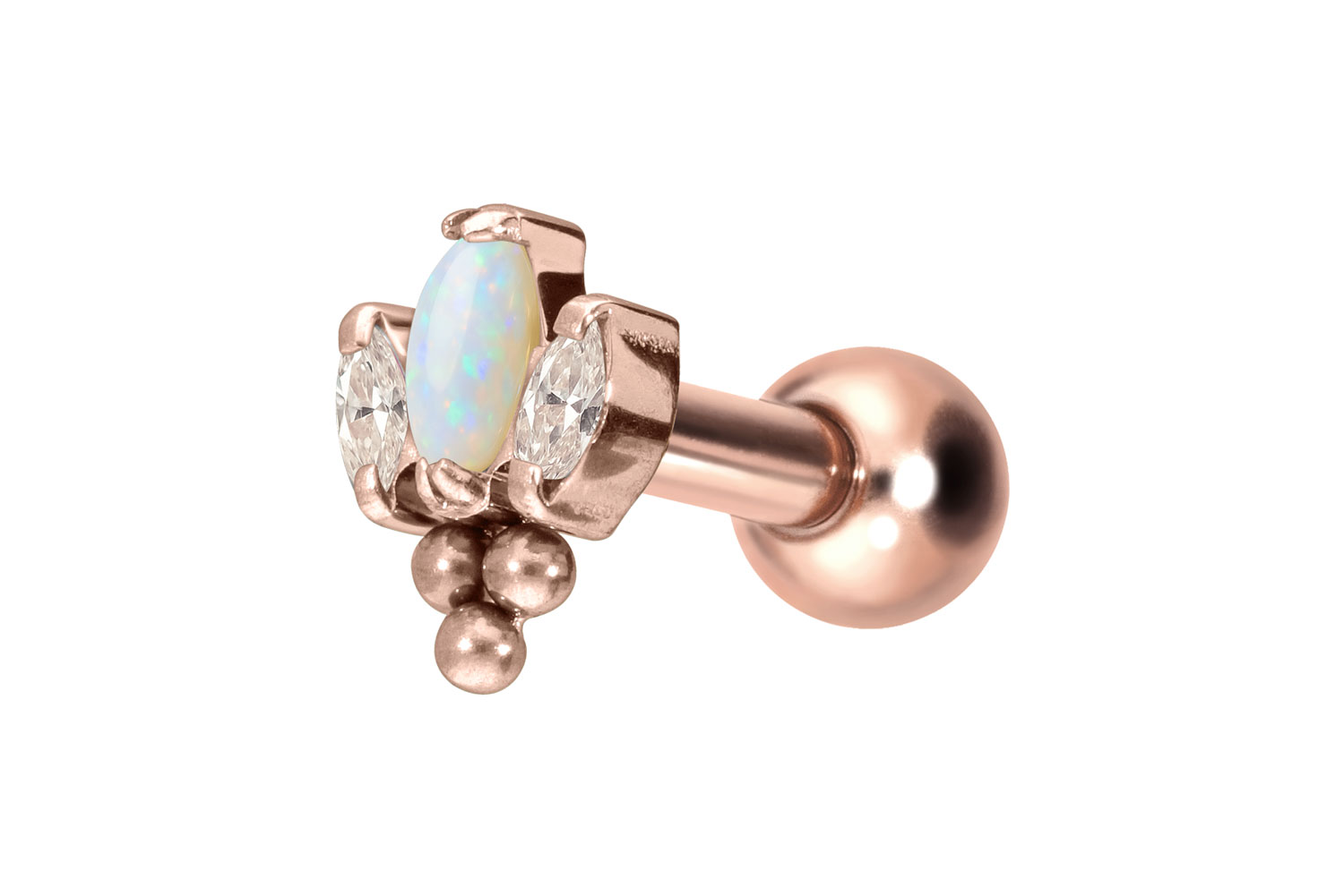 Titanium ear piercing with internal thread LOTUS BLOSSOM + 3 BALLS