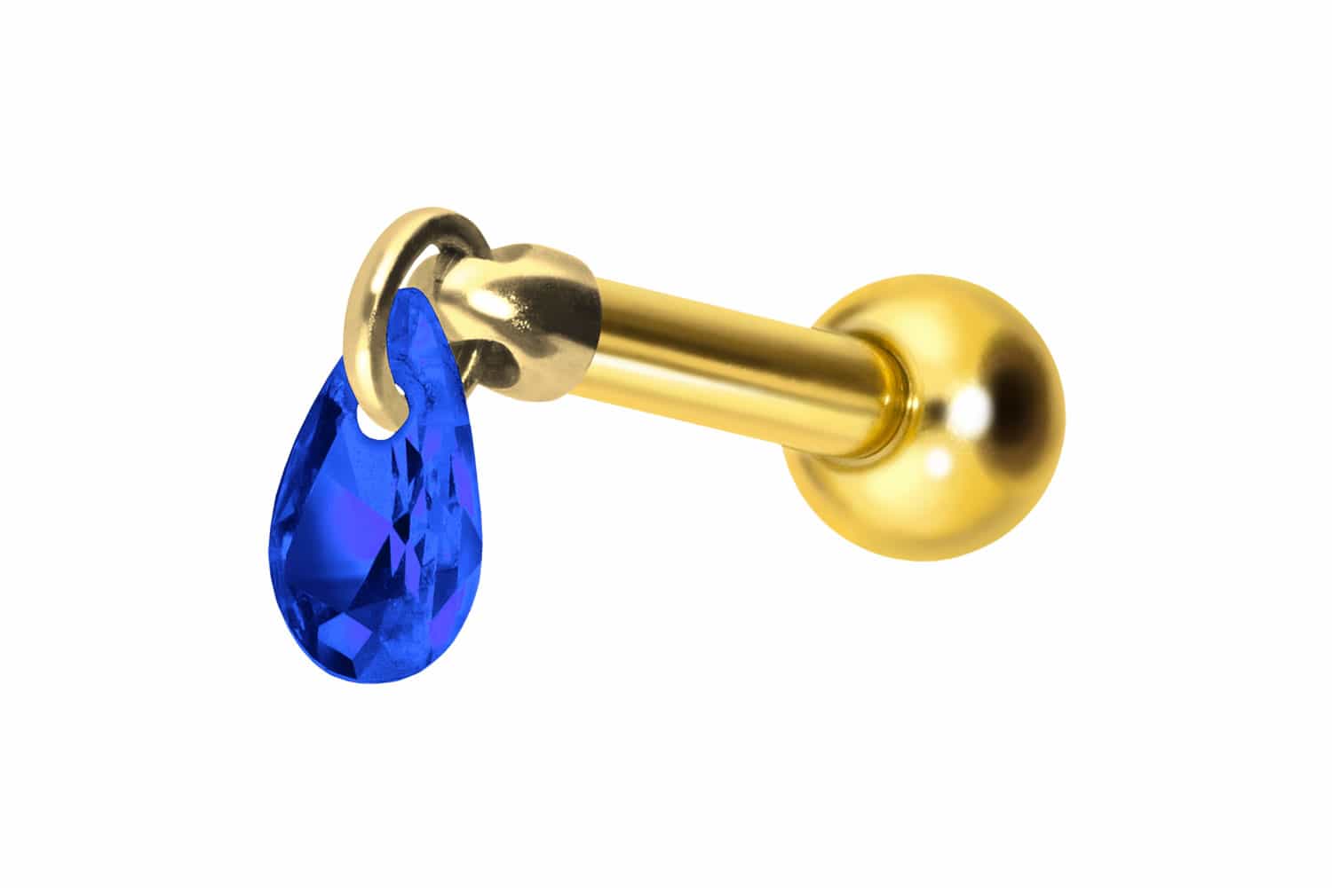 Titanium ear piercing with internal thread CRYSTAL DROP
