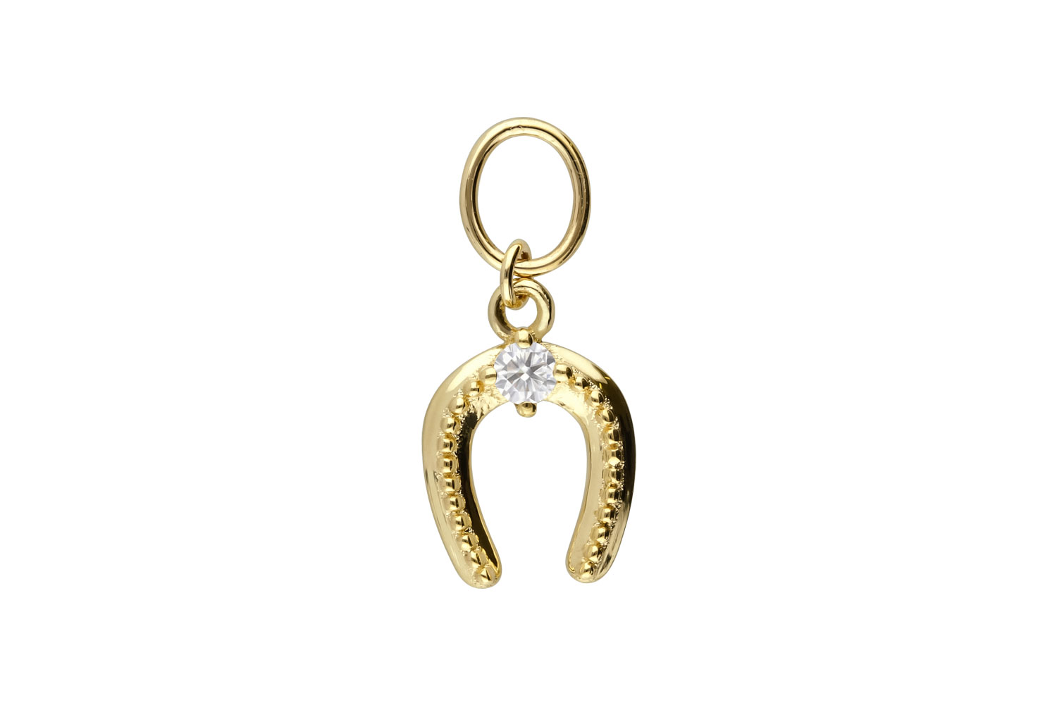 18 carat gold pendant for clickers MOISSANITE + HORSESHOE
