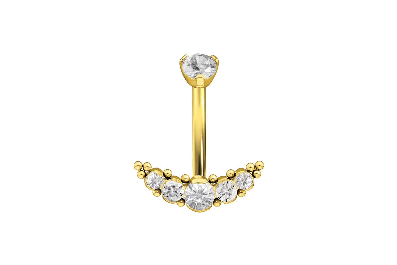 Titanium bananabell with internal thread 5 CRYSTALS + BALLS