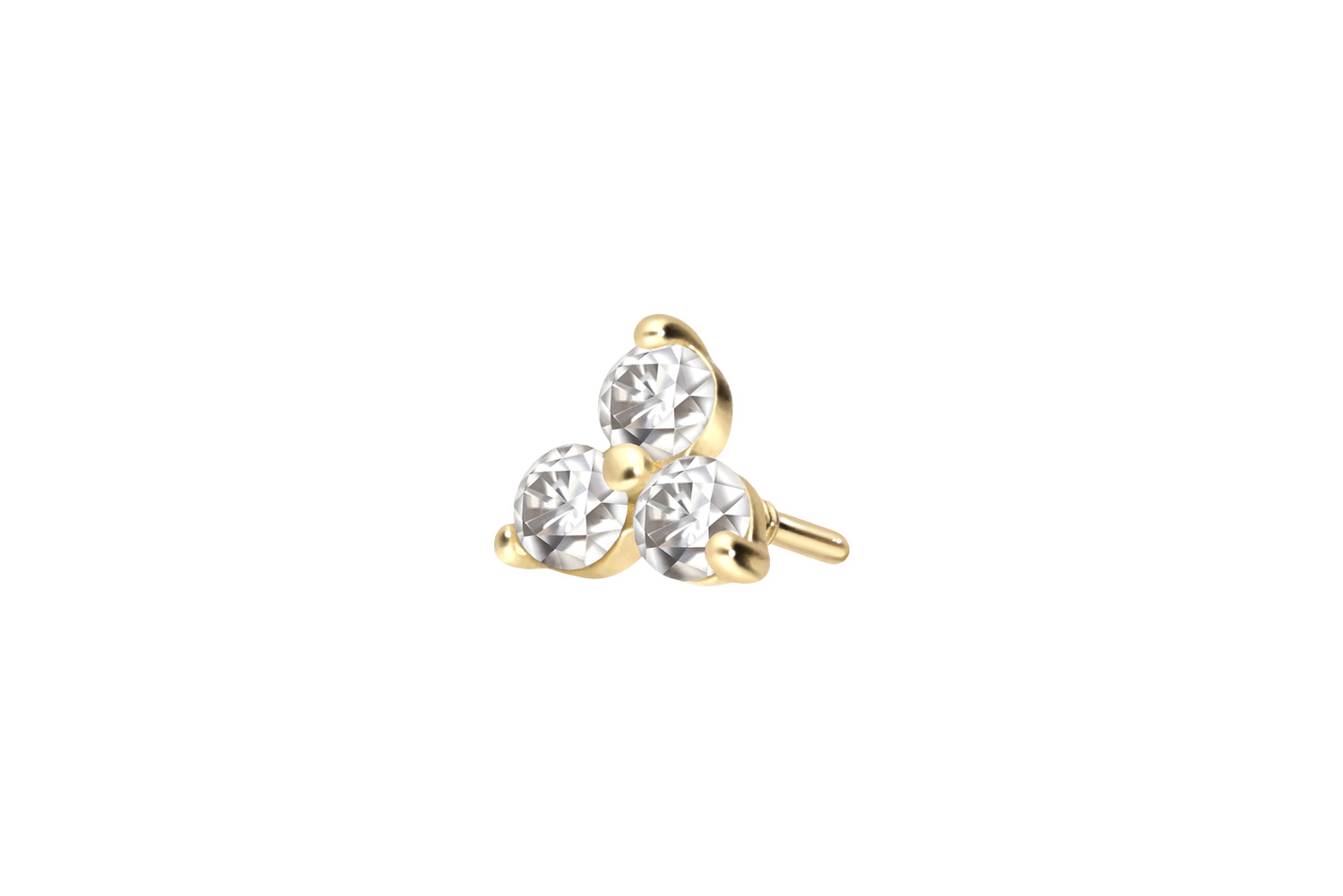 14 carat gold screw-in attachment with external thread MOISSANITE FLOWER