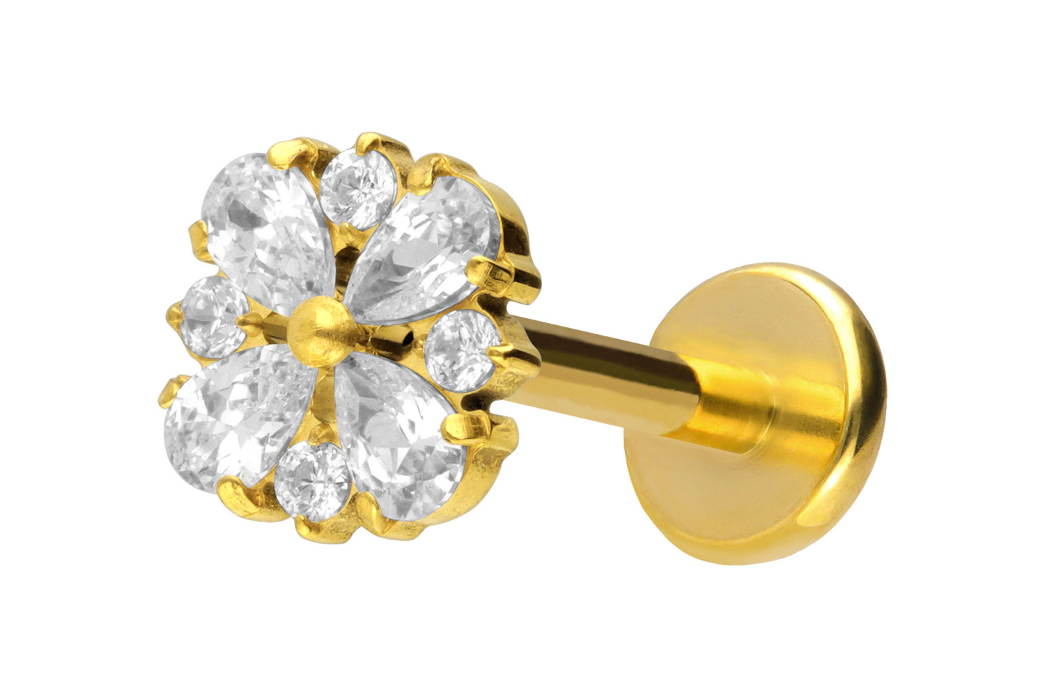 Titanium labret with push fit CRYSTAL ORNAMENT