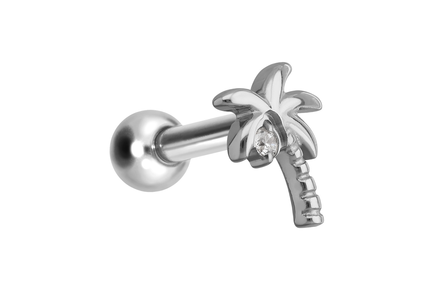 Titanium ear piercing with internal thread PALM TREE