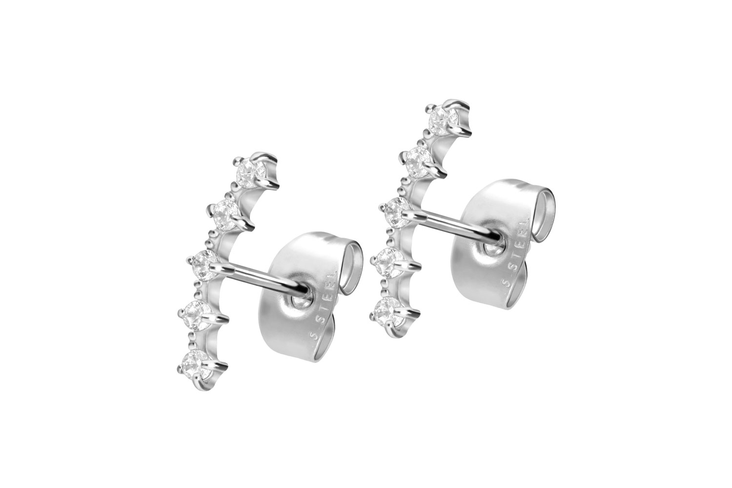 Chirurgenstahl Ohrstecker 5 EINGEFASSTE KRISTALLE