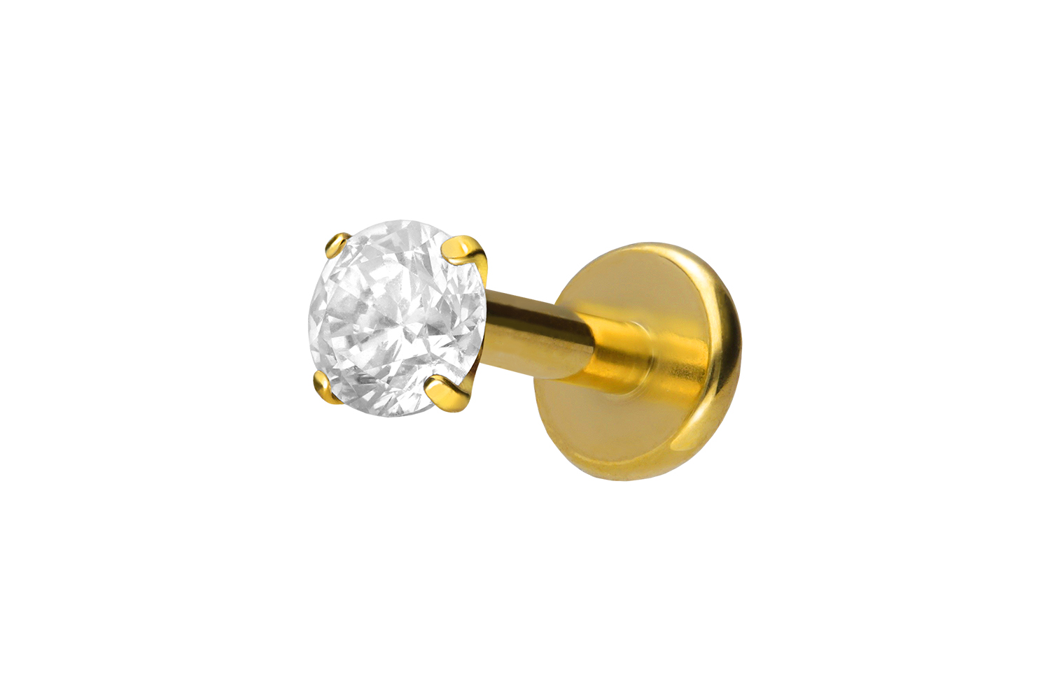 Titan Labret mit Innengewinde EINGEFASSTER KRISTALL