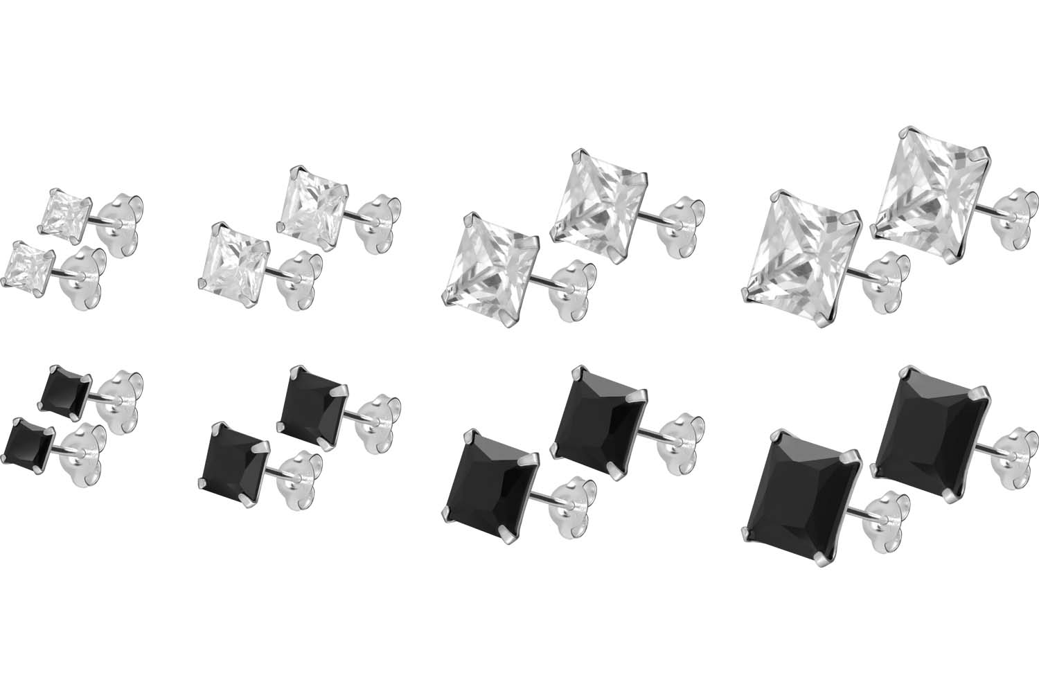 925 silver ear studs SQUARE CRYSTAL ++SALE++