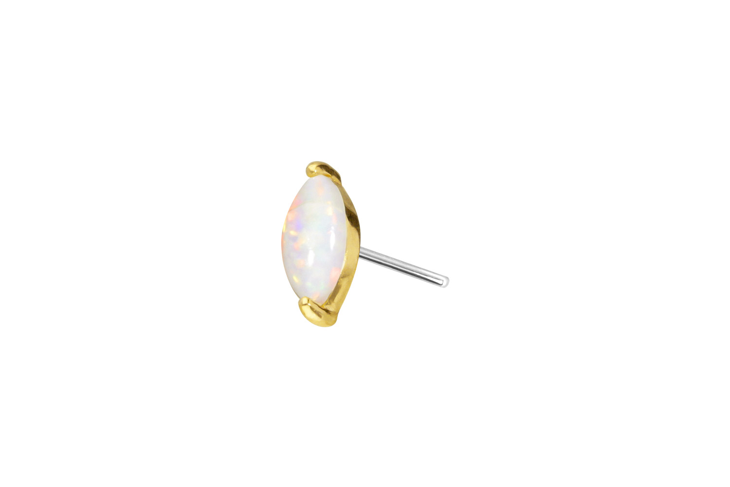 14 carat gold attachment with titanium push pin OVAL SYNTHETIC OPAL