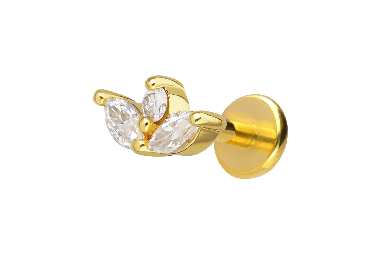 Titanium labret with internal thread + 925 silver attachment MOISSANIT LOTUS BLOSSOM