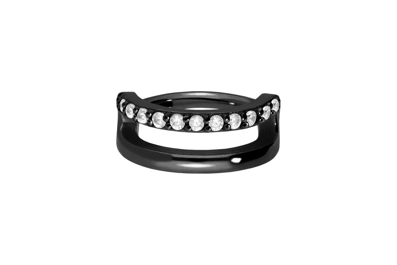 Chirurgenstahl Segmentring Clicker DOPPELRING + EINGEFASSTE KRISTALLE