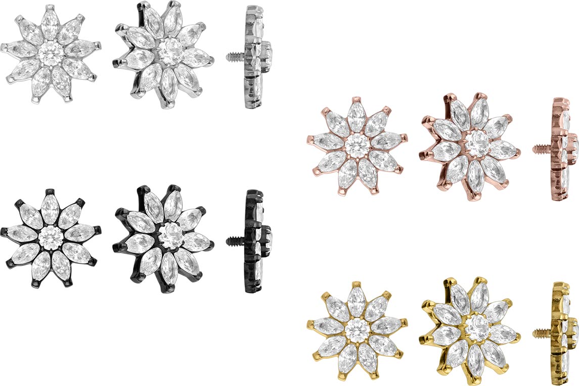 Titanium attachment with external thread CRYSTAL FLOWER