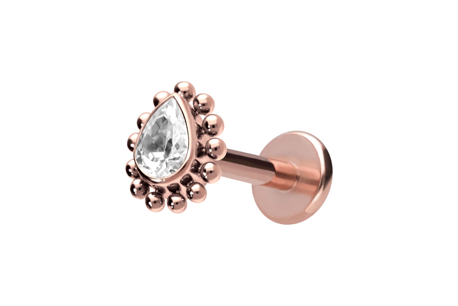 Titan Labret mit Innengewinde KRISTALLTROPFEN + KUGELN