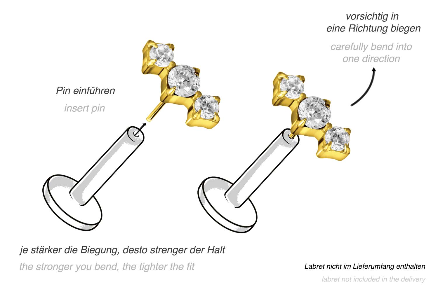 Titan Aufsatz mit Push Pin 3 EINGEFASSTE KRISTALLE