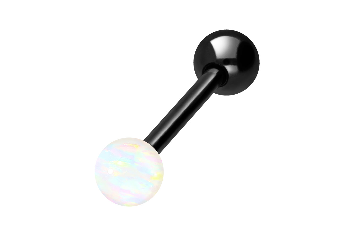 Surgical steel barbell SYNTHETIC OPAL + SURGICAL STEEL BALL