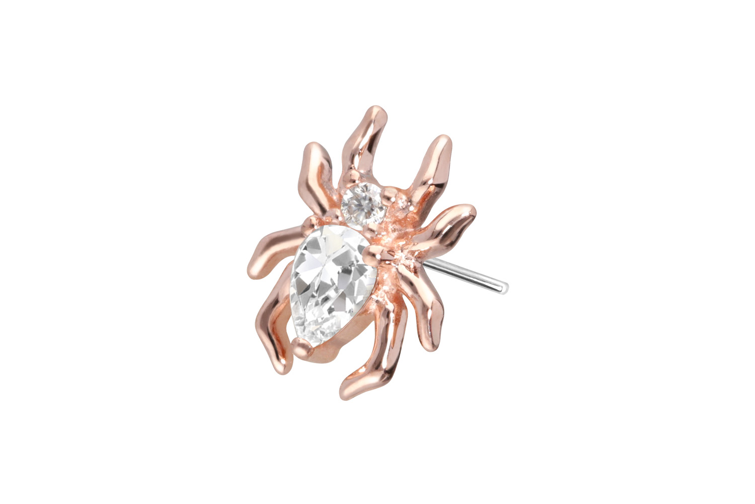 14 Karat Gold Aufsatz mit Titan Push Pin MOISSANIT-SPINNE