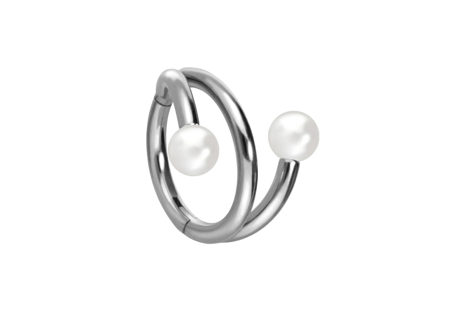 Titanium segment ring clicker with internal thread 3 RINGS + 2 SYNTHETIC PEARLS
