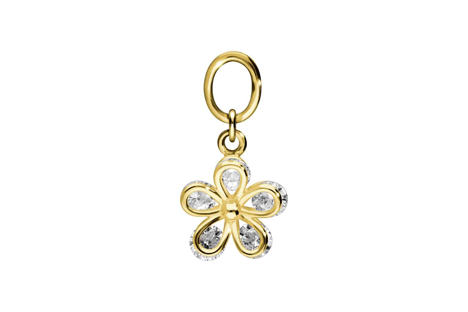 18 carat gold pendant for clickers CRYSTAL FLOWER