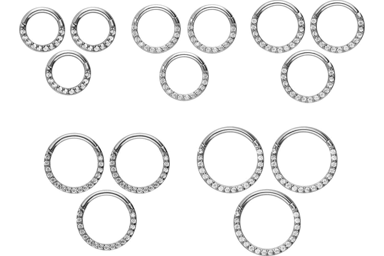 SET Surgical steel segment ring clicker SETTED CRYSTALS