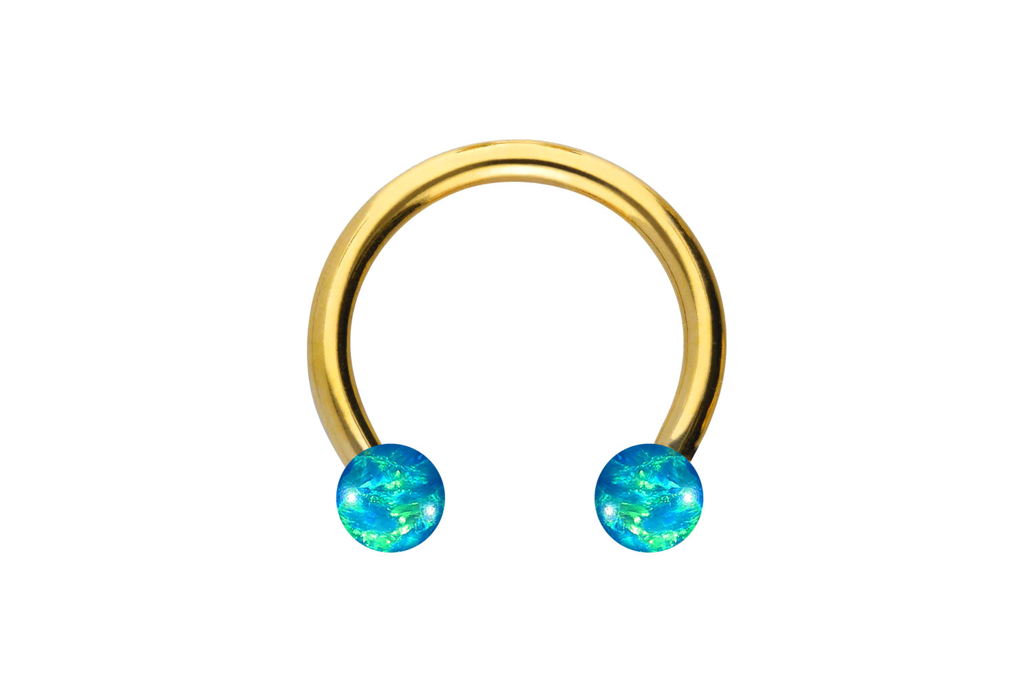 Chirurgenstahl Hufeisenring SYNTHETISCHE OPALE