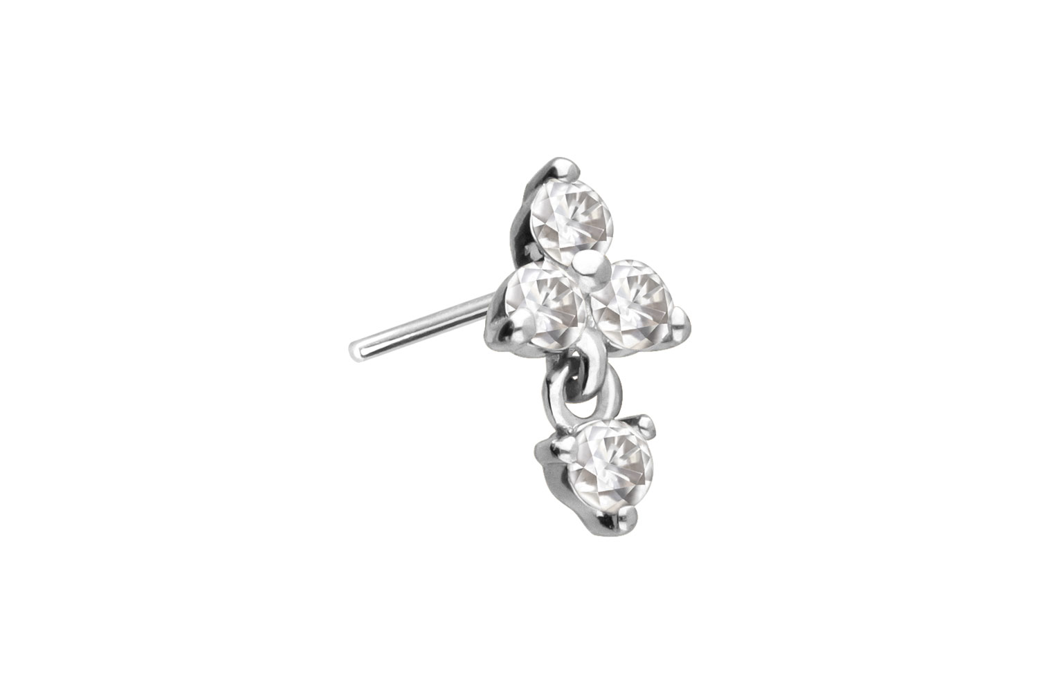 14 Karat Gold Aufsatz mit Titan Push Pin MOISSANIT-BLUME + MOISSANIT