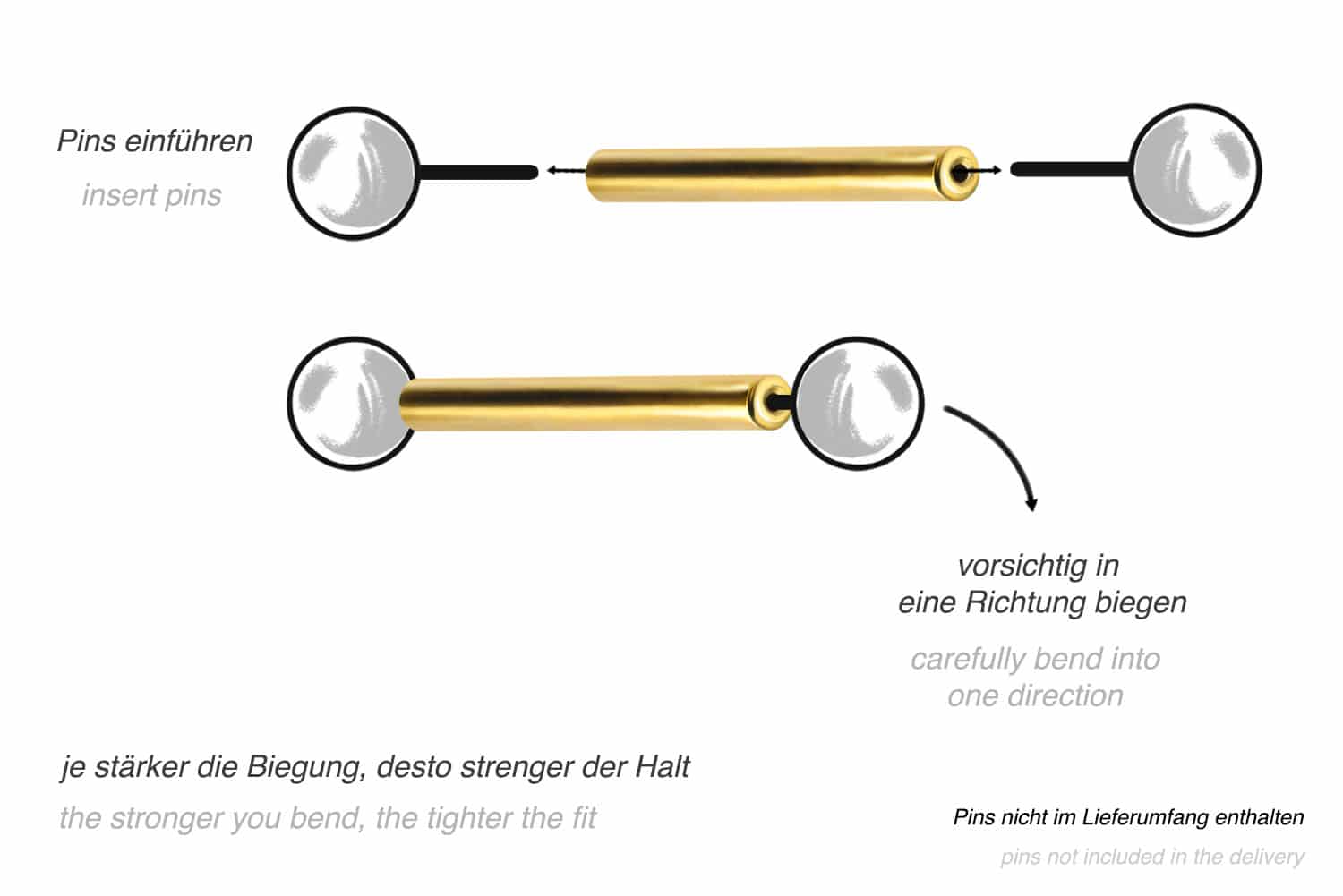 Titanium barbell with push fit without balls