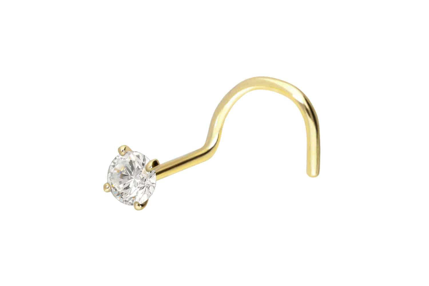 18 carat gold nose stud spiral SET DIAMOND