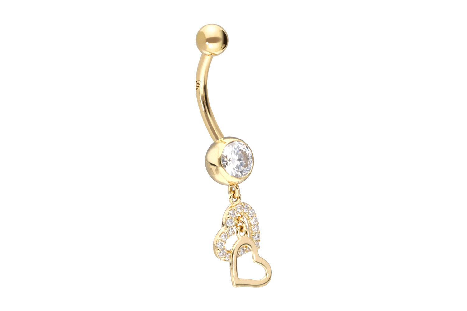14/18 carat gold bananabell MOISSANITES + 2 HEARTS