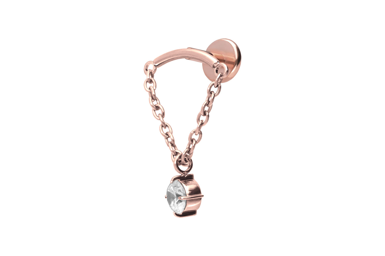 Titanium labret with push fit ARCH + CHAIN + CRYSTAL