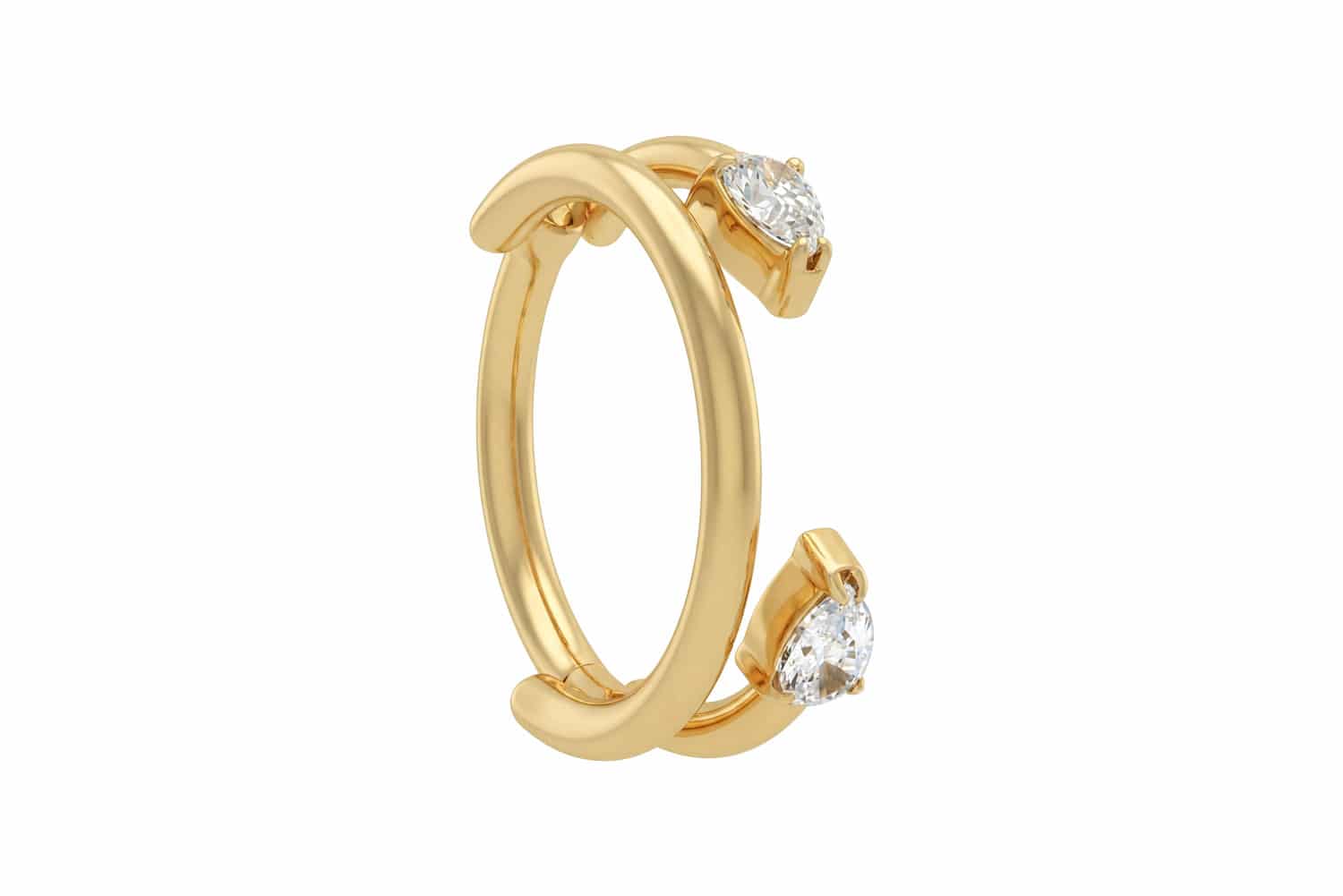 Titanium segment ring clicker 2 RINGS + CRYSTAL DROPS