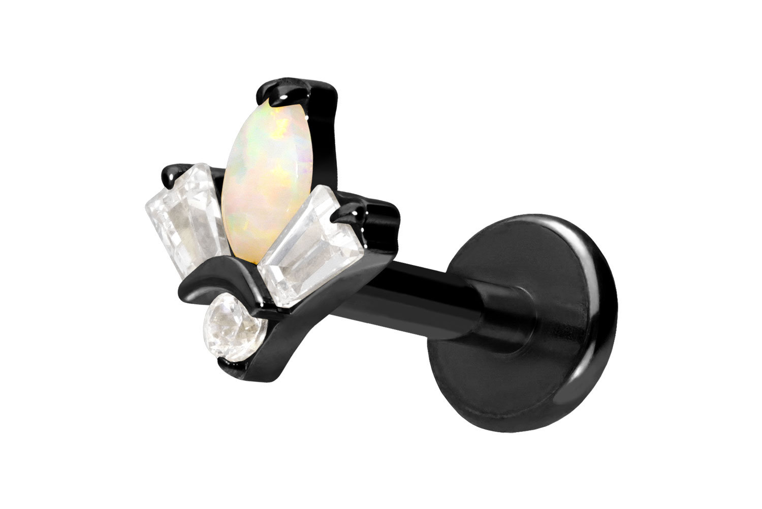 Titanium labret with push fit LOTUS BLOSSOM