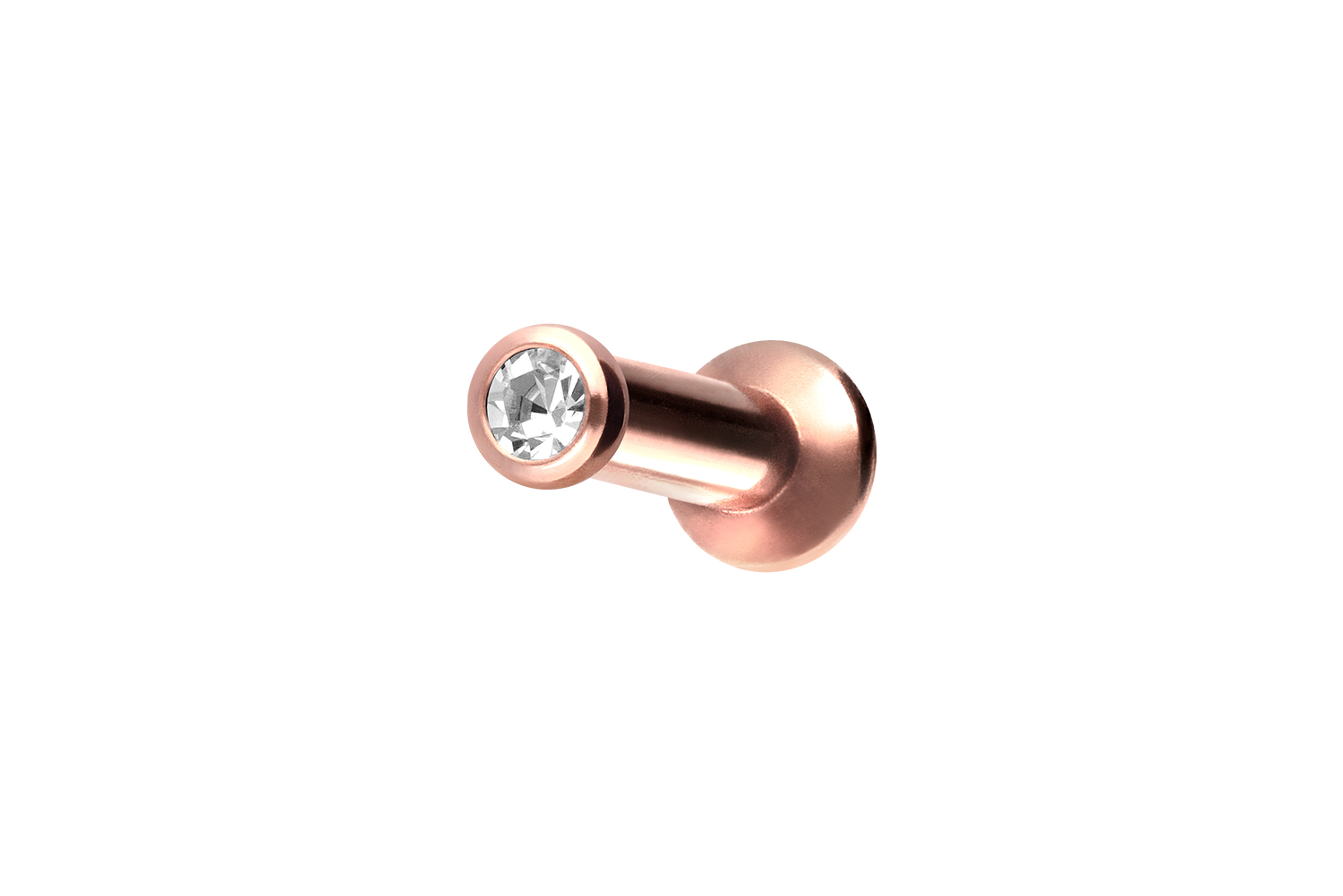Titanium triple piercing mini labret with internal thread FLAT DISC + CRYSTAL