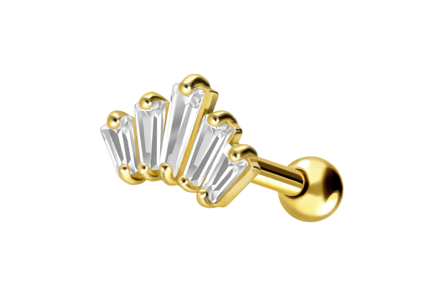 18 Karat Gold Ohrpiercing 5 EINGEFGASSTE KRISTALLRECHTECKE