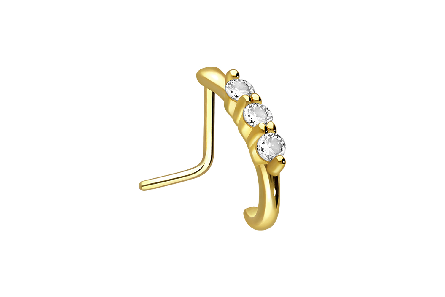 Surgical steel nose stud 3 BIG CRYSTALS