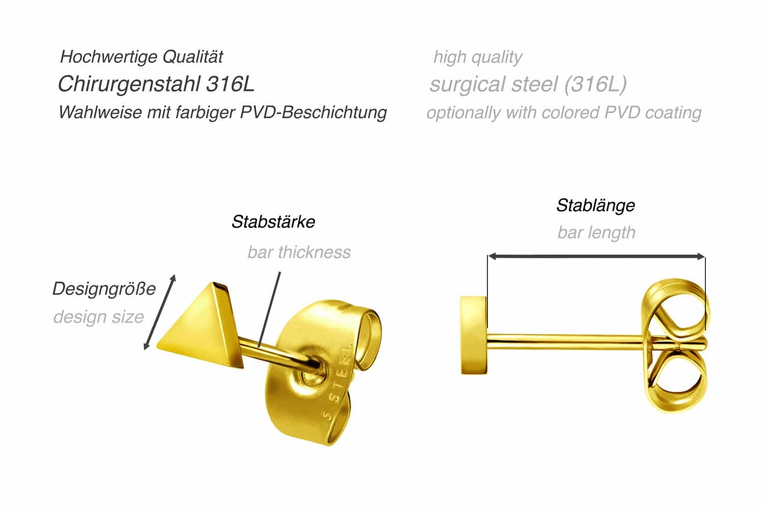 Chirurgenstahl Ohrstecker DREIECK