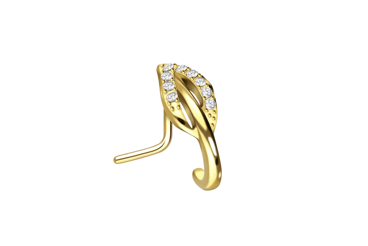 Surgical steel nose stud CRYSTAL LEAF