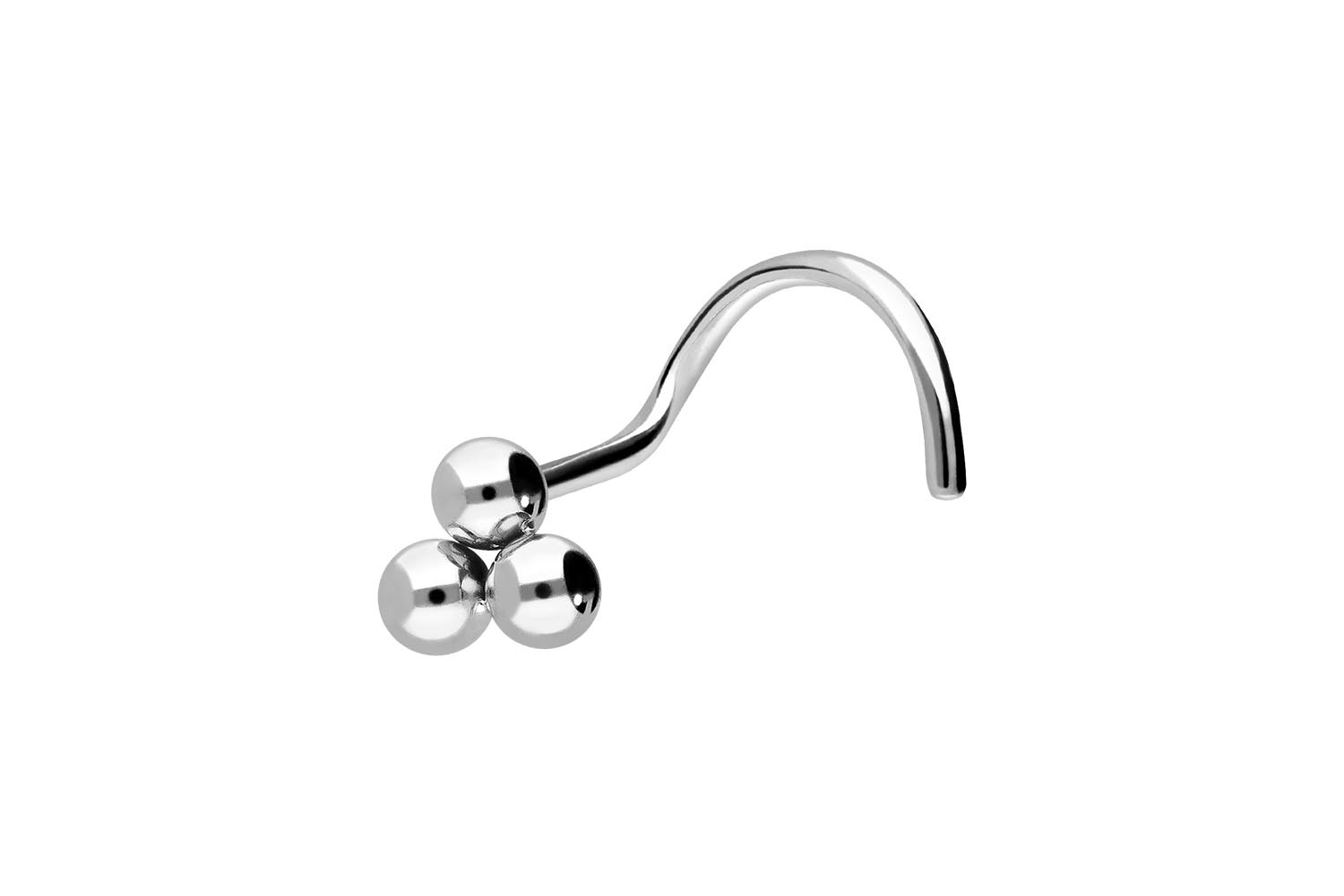Titanium nose stud spiral 3 BALLS
