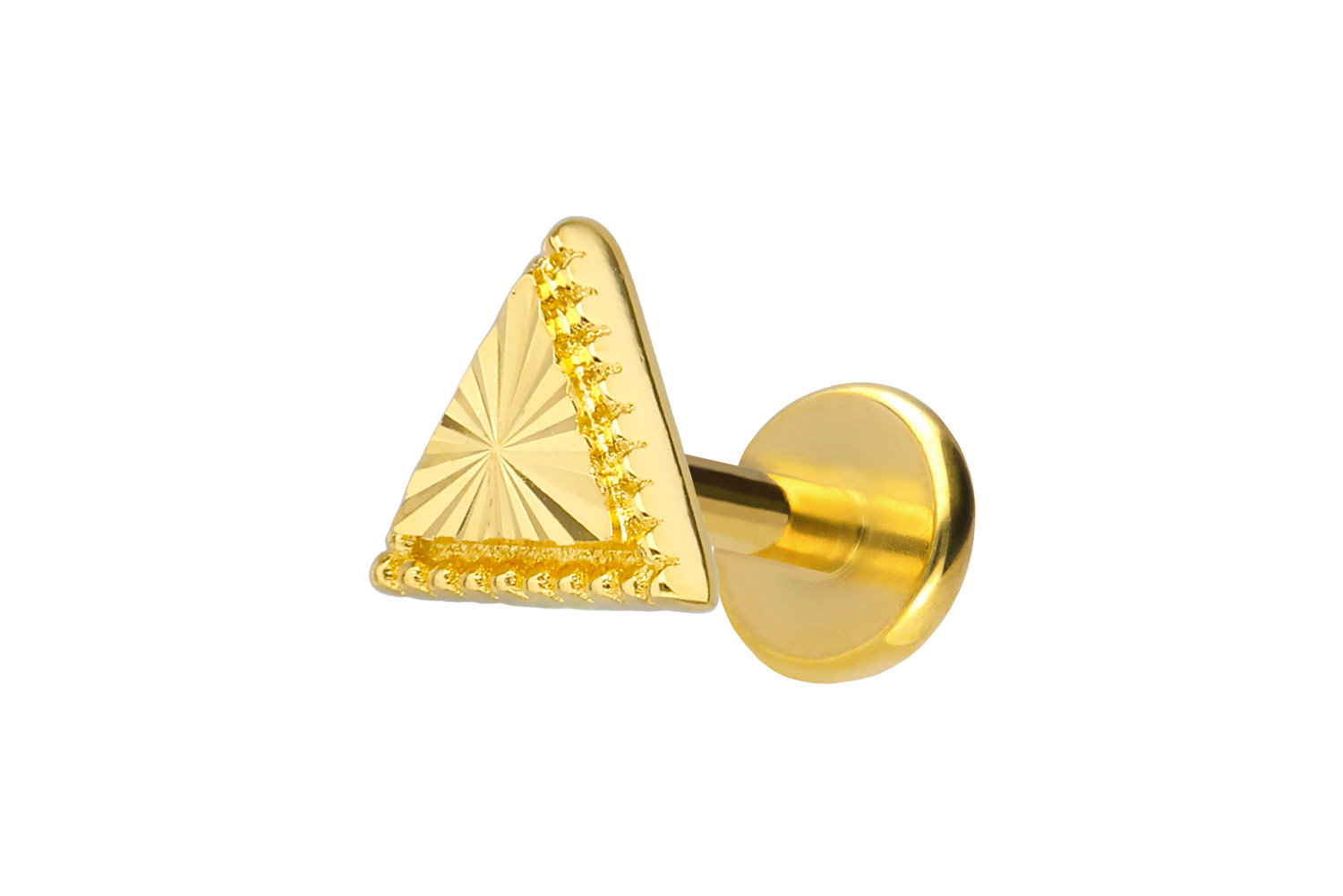 Titanium labret with internal thread + 925 silver attachment TRIANGLE