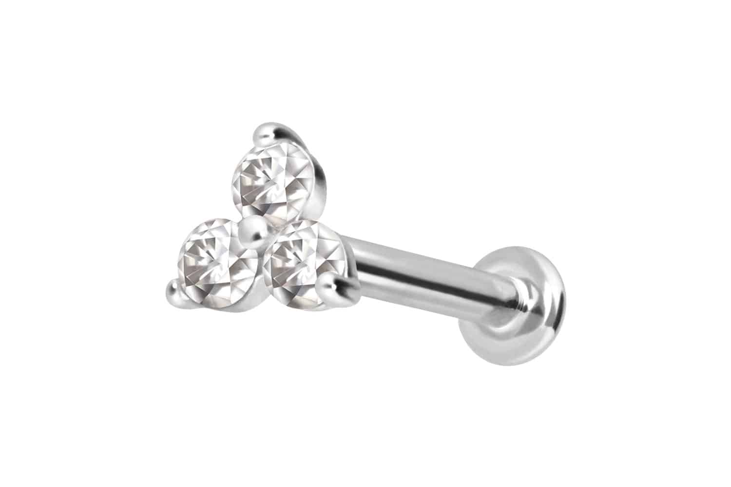 14 Karat Gold Labret mit Push Fit MOISSANIT-BLUME