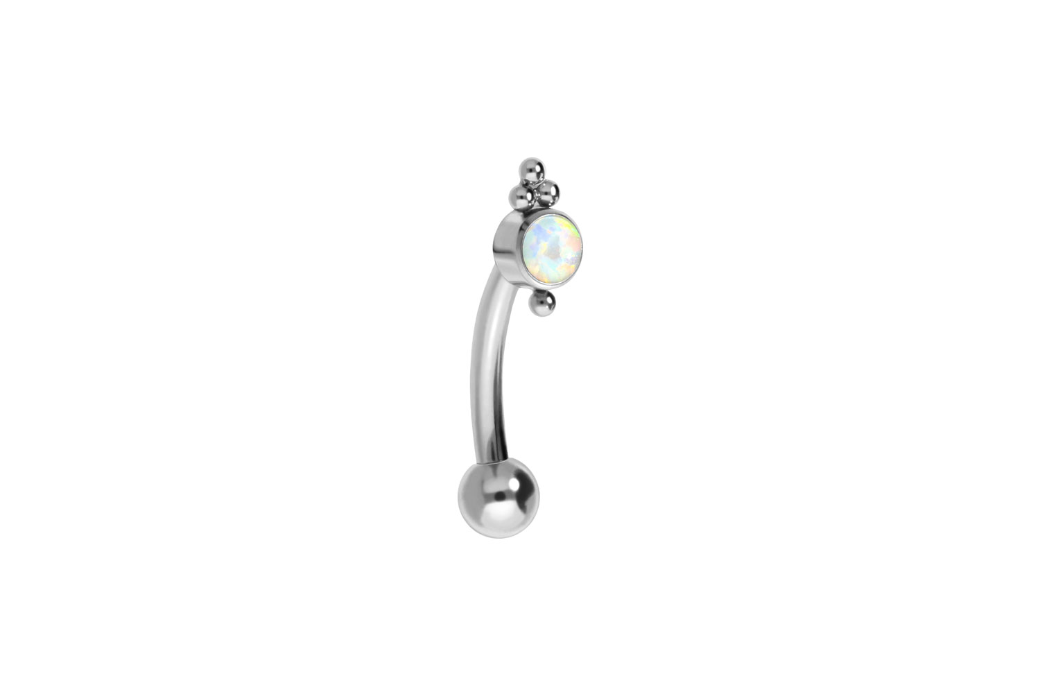 Titanium banana with push fit SYNTHETIC OPAL + BALLS