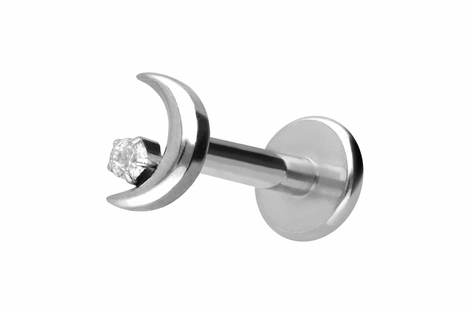 PIERCINGLINE Piercing Stecker Titan Labret mit Push Fit MOND + KRISTALL - Bild 9 von 52